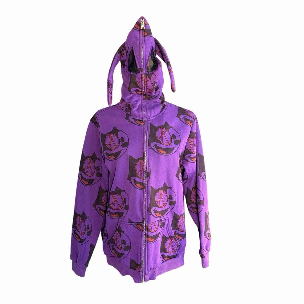 Introvert Studios Bunny Suit Zip Up Hoodie Purple Small Whimsical Colorful